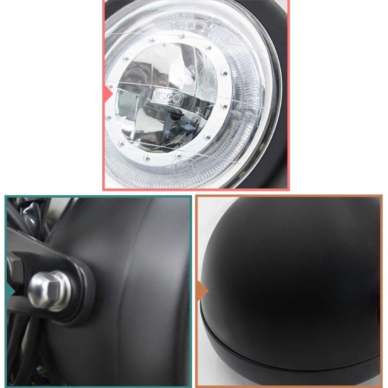 Universal 6.5 Inch LED Motorcycle Headlight Hi / Lo Beam Angel Eye Headlamp Motorbike Fog Lamp