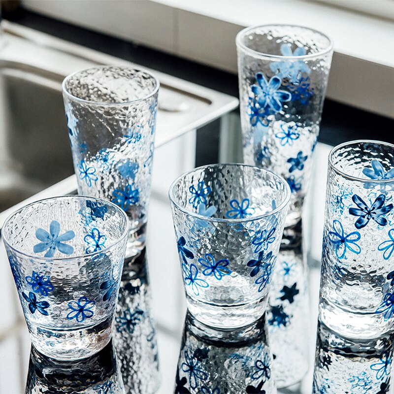 Japansk handmålad glas hammare fruktjuice vin kopp te vatten drickskopp