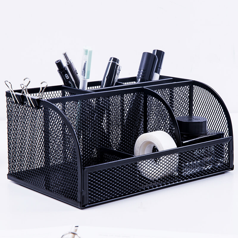 Metal mesh pen holder desktop opbevaringsboks multifunktions pen holder kosmetisk arrangør container boks skolekontorartikler 9200