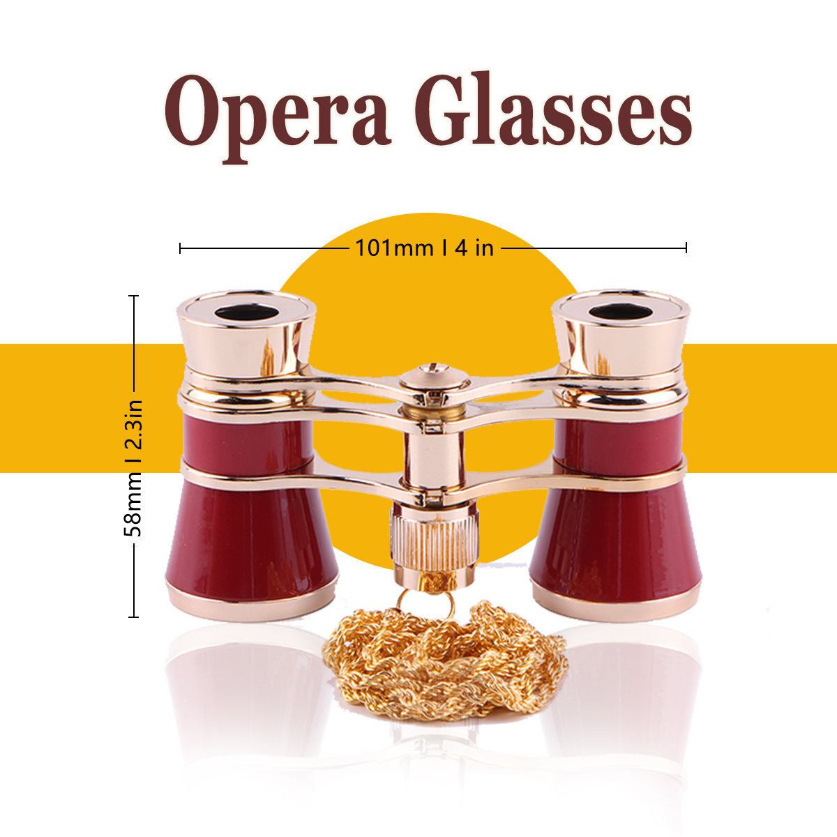 Gafas binoculares 3X25 para adultos y niños, gafas de cine, Mini Binocular compacto con cadena para adultos y mujeres, concierto Musical de ópera