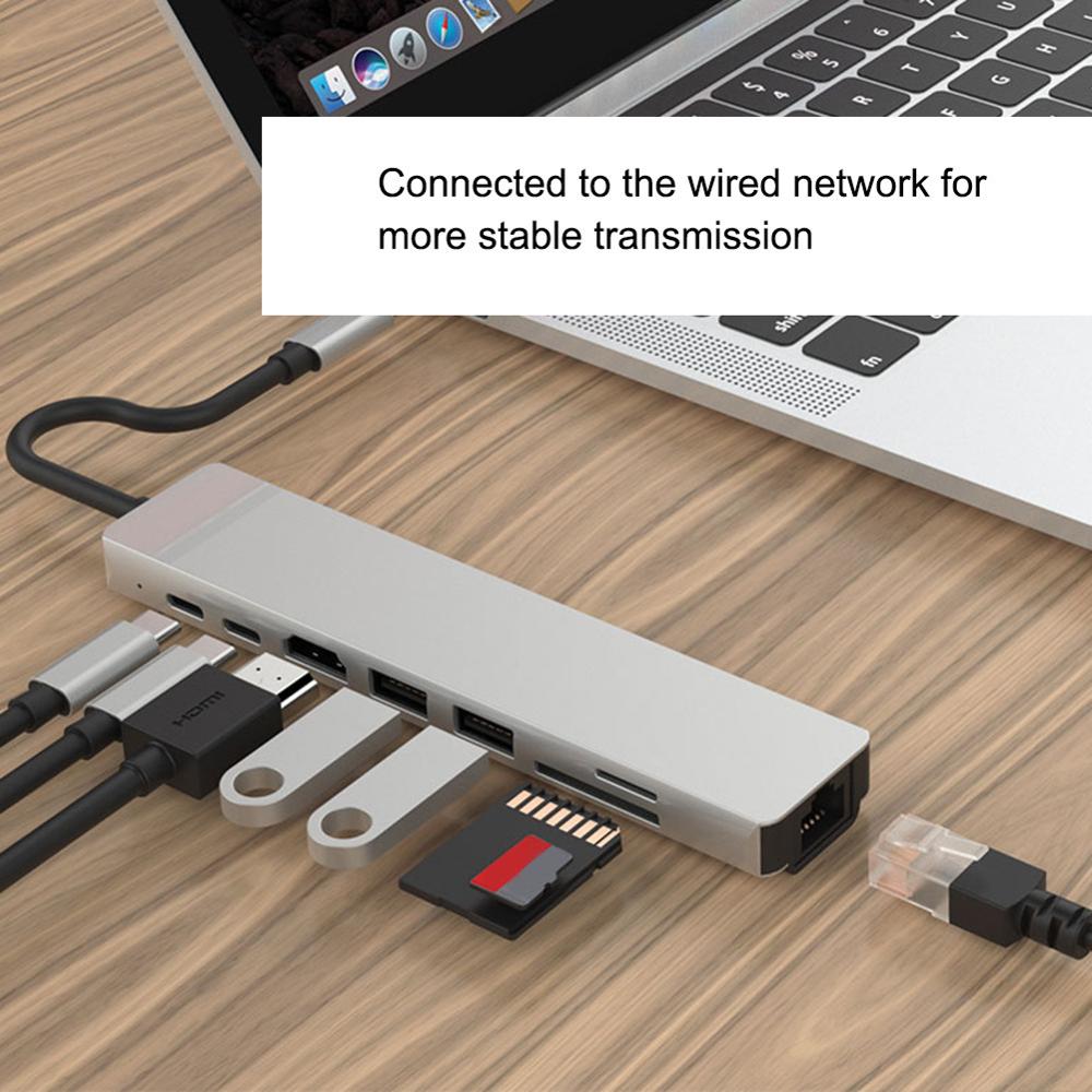 8 in 1 Multiport Typ C Zu USB-C 4K HDMI Adapter USB 3,0 Kabel Hub Für Macbook