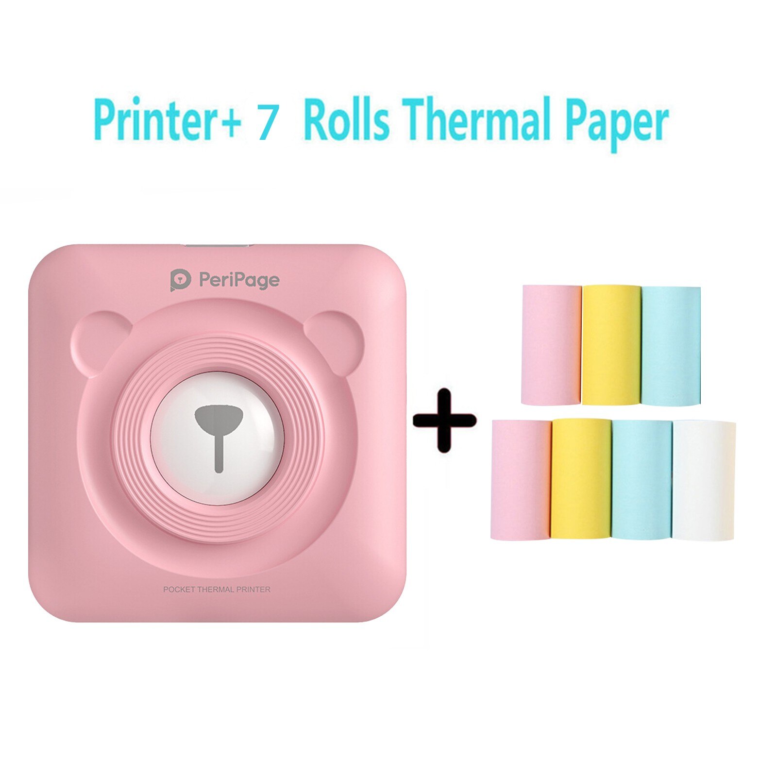 Mini Draagbare Thermische Printer 7Roll Paper Photo Pocket Thermische Printer 58 Mm Printing Draadloze Bluetooth Android Ios Printers: F