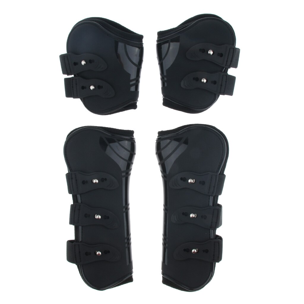 Equine Sport Paard Pu Shell Neopreen Gevoerd Voor/Achterpoten Been Spalk Boot Set