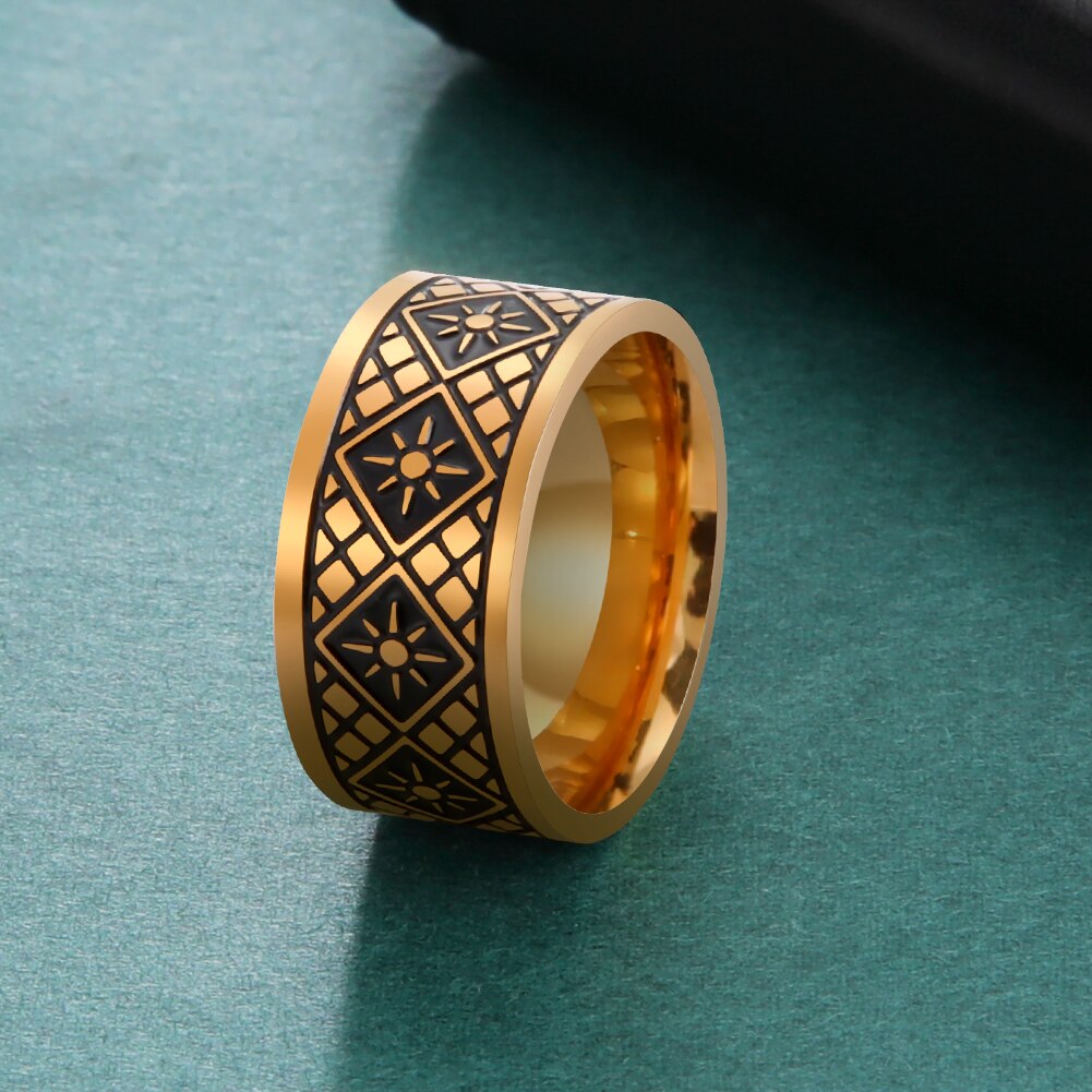 Skyrim Vintage Stainless Steel Geometric Men&#39;s Ring Simple Sun Women Finger Rings Streetwear Engagement Anniversary Jewelry