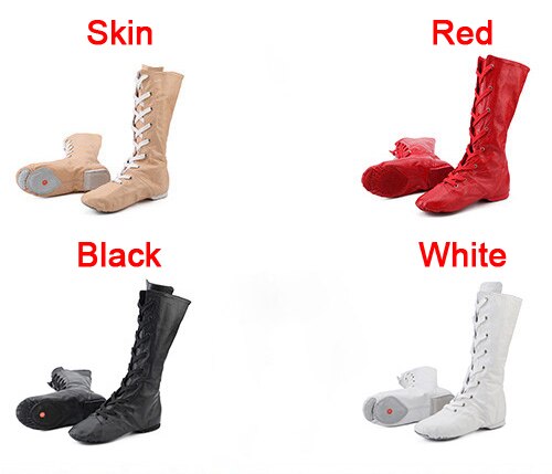cuir véritable sport danse bottes bottes hautes pour femmes Jazz danse chaussures scène Performance chaussures grande taille 31-45