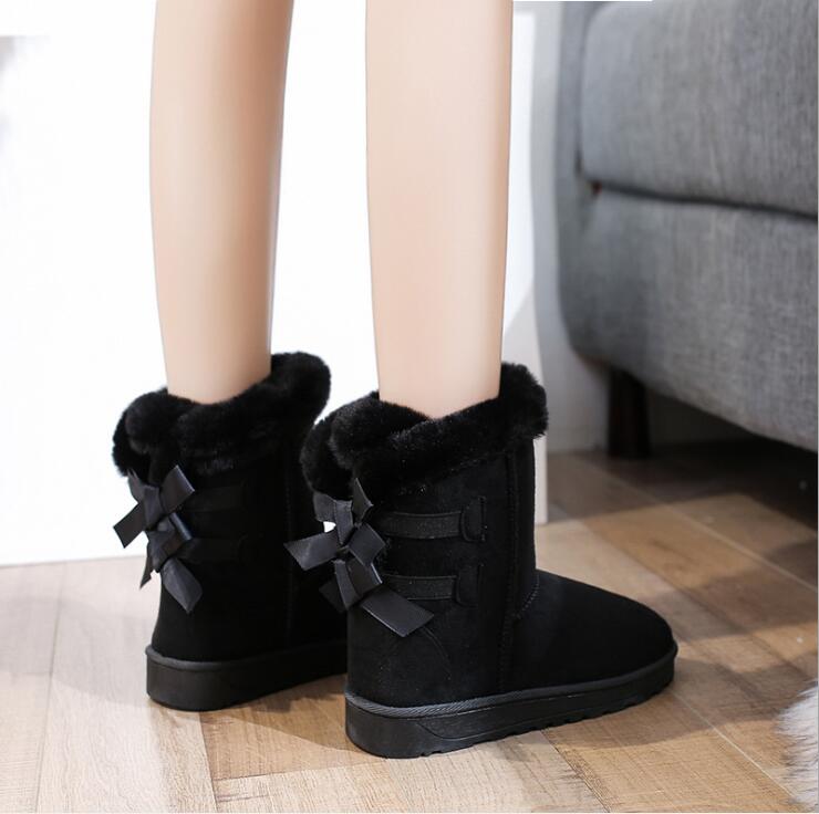 Vrouwen Winter Bont Warme Snowboots Dames Warme Wollen Booties Enkellaars Comfortabele Schoenen Plus Size 36-41 Casual vrouwen Mid Laarzen