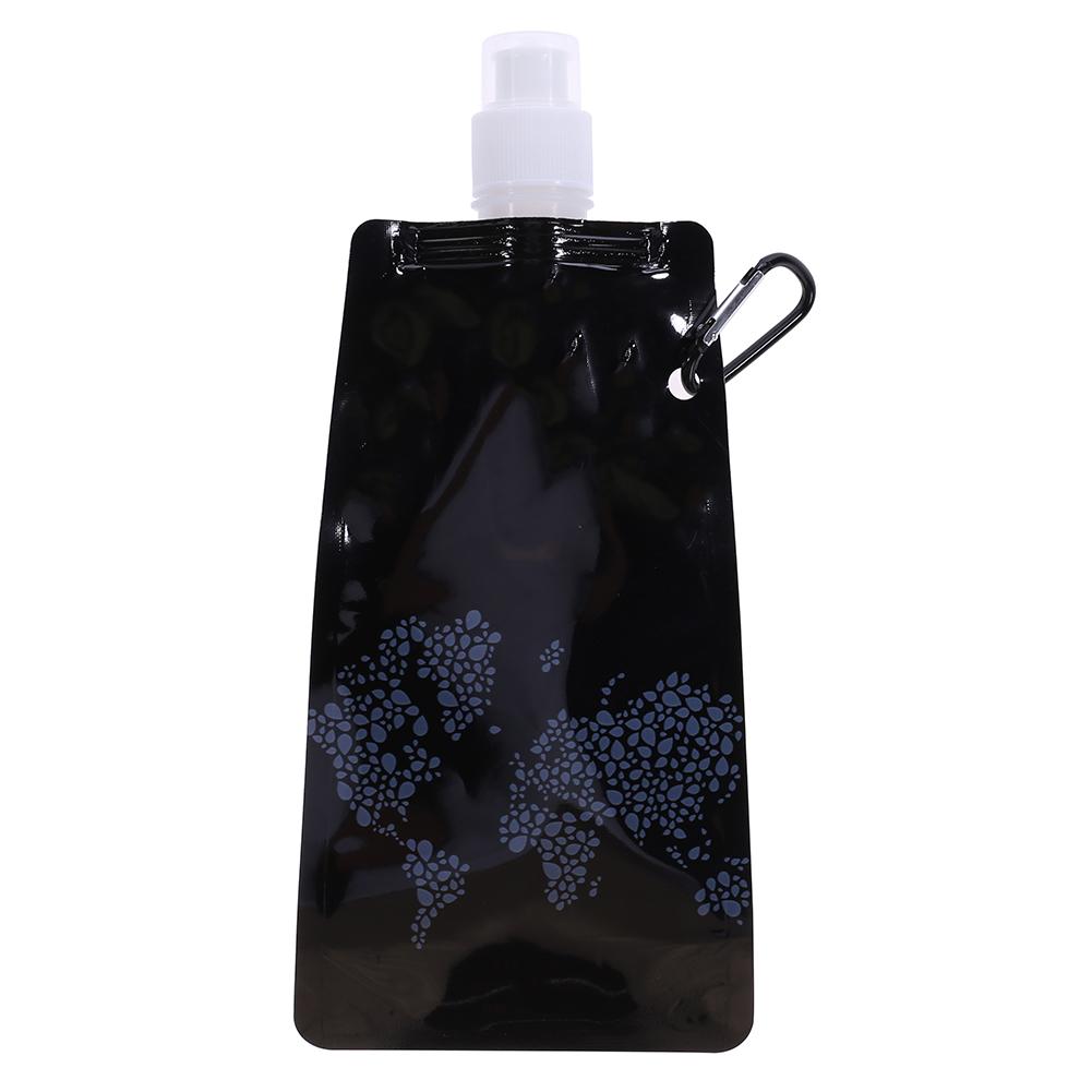 Foldbar vandpose ultralet silikone vandflaske taske bærbar udendørs sportsforsyning vandreture camping bløde kolbe vandposer: Sort