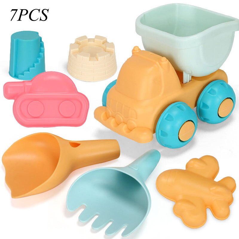 Giocattoli per bambini Soft Beach giocattoli castello modello sabbia pala secchio per giocare nella sabbia protezione ambientale giocattoli d&#39;acqua dolce: B-7PCS