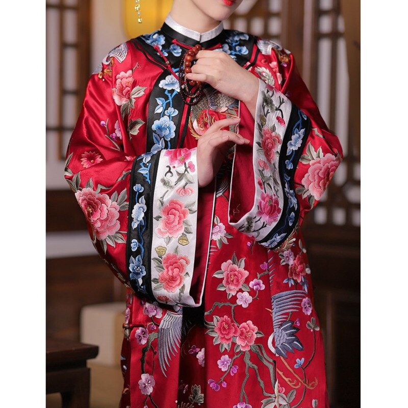 Cheongsam largo con estampado de vino tinto, temperamento Vintage, arte tradicional , de estilo étnico Qipao, vestido chino para mujer, novedad