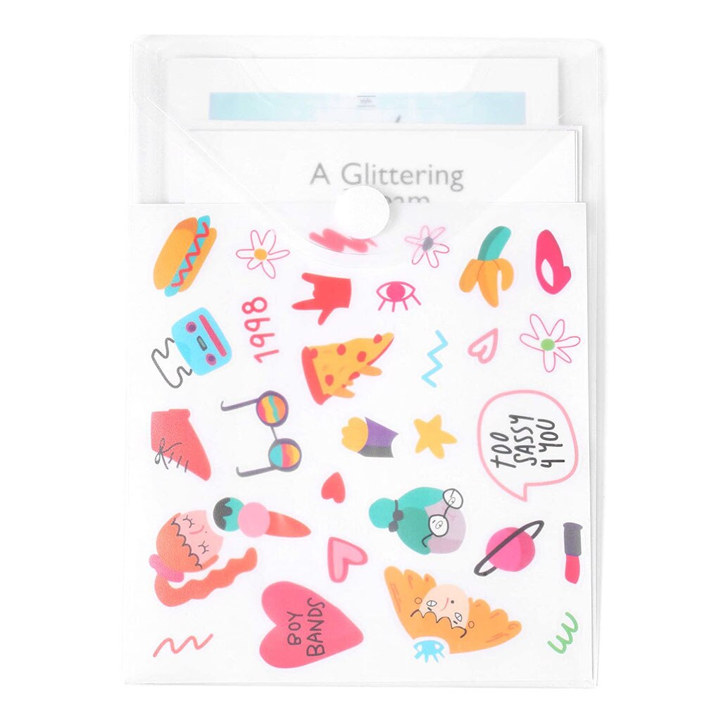 5pcs/Set A5 Clear Document Folders Poly Envelopes with Velcro Closure Plastic Invoice Receipts Pouch Organizer Bags Top Opening