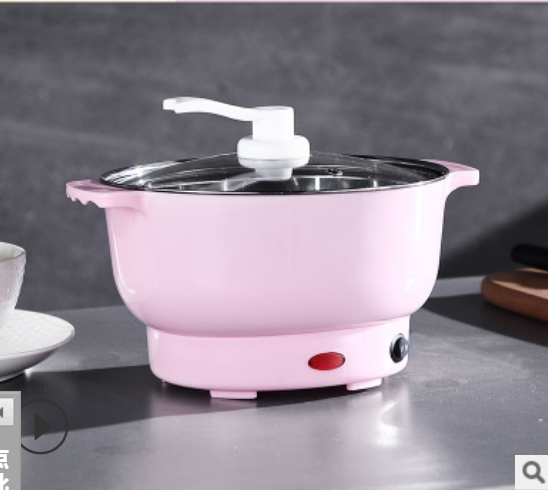 DMWD Multifunktions Reiskocher Elektrische Pfanne Nudel Kochen Topf Ei Omelett Pfanne Mini Eintopf Lebensmittel Dampfer Suppe Heizung: Rosa