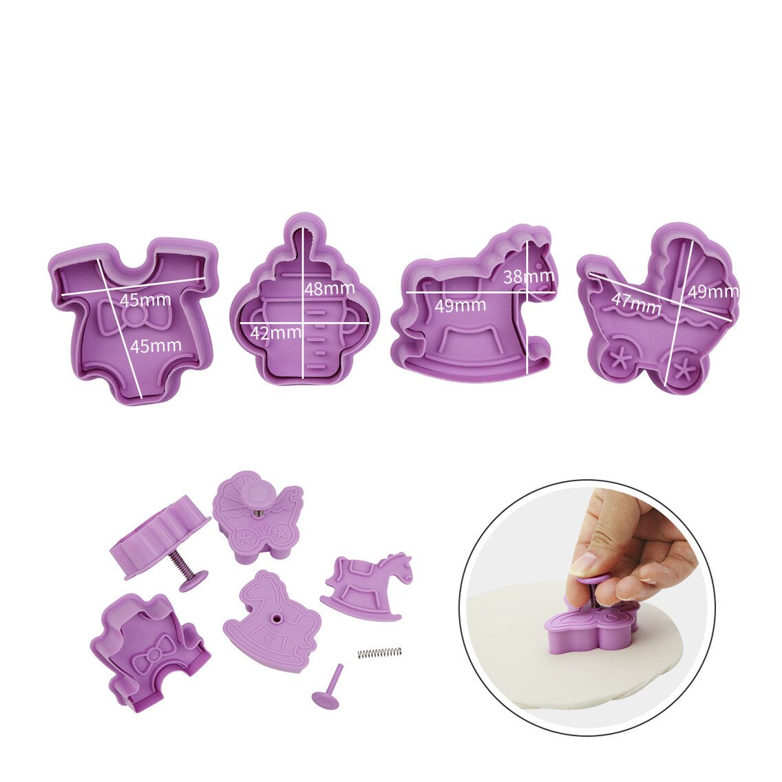 4Pcs/Set Cake Cookie Plunger Cutters Fondant Cake Molds Vehicles Theme (Trucks,Tractor,Forklift) Cake Decorating Baking Tools