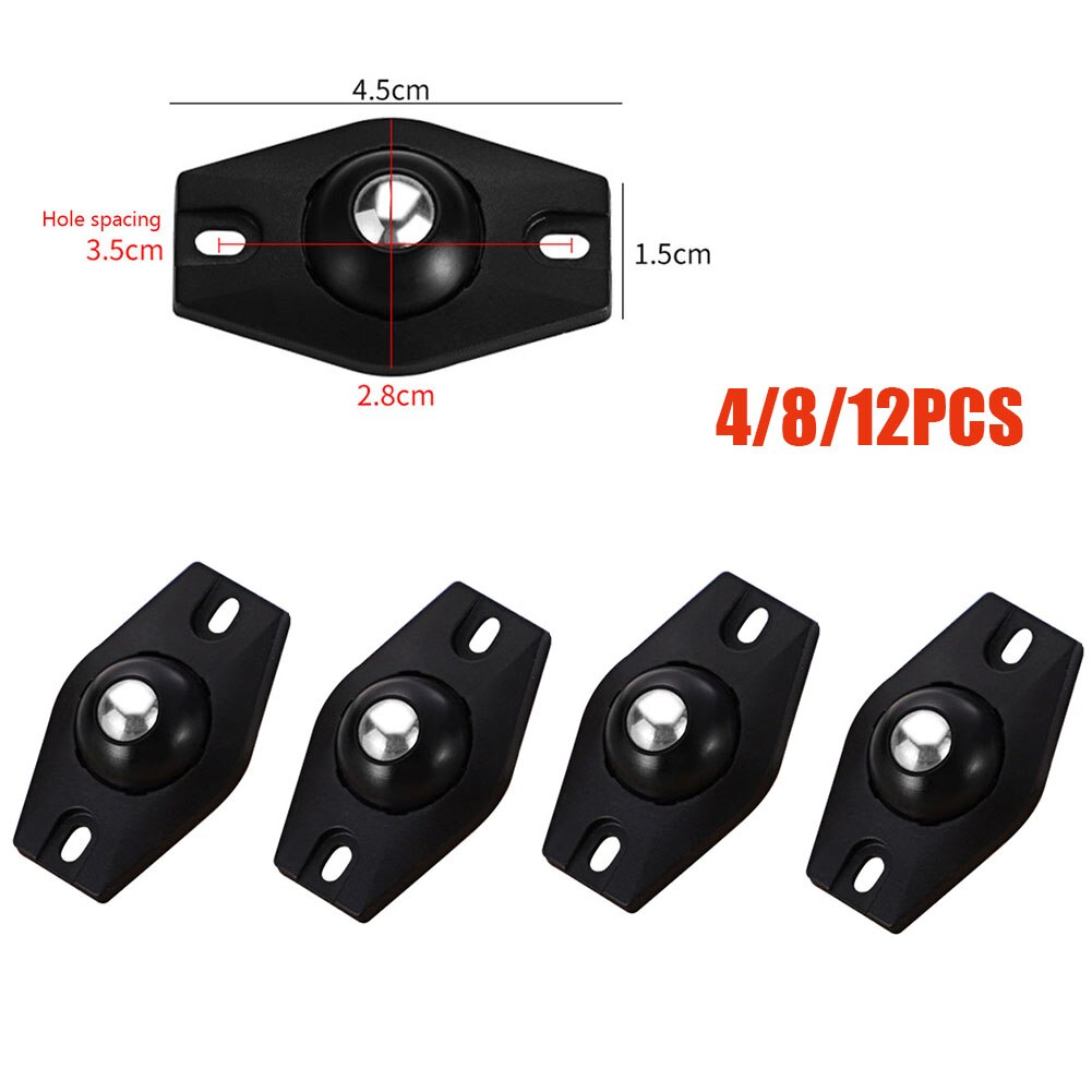 12Pcs Wheels For Furniture Caster Stainless Steel Roller Self Adhesive Furniture Caster Home Strong Load-bearing Universal Wheel: 4pcs / Caster Wheels 02