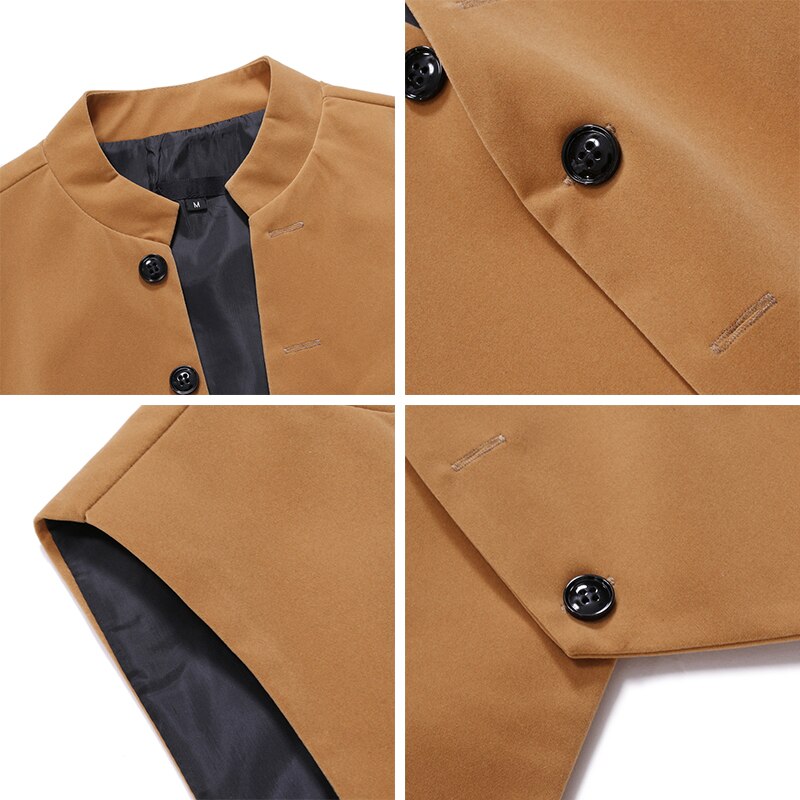 Seenimoe herre ensfarvet afslappet vest m -3xl blazerveste med flere knapper enkeltradede fritidsveste