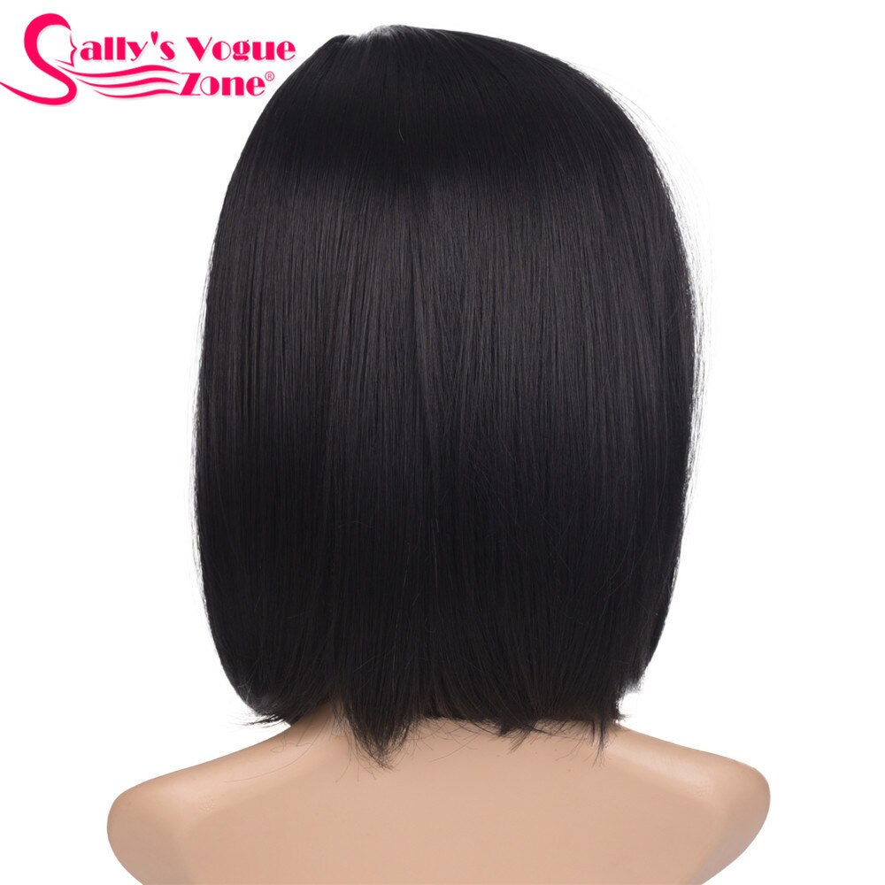 Sallyhair 12 inch japanse synthetische pruik met hoge temperatuur vezel, korte zwarte bob voor vrouwen
