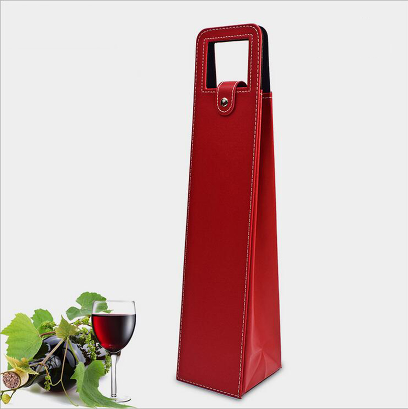 Red Wine Leather Single Portable Packaging Box Single Wine Box Red Wine Bag