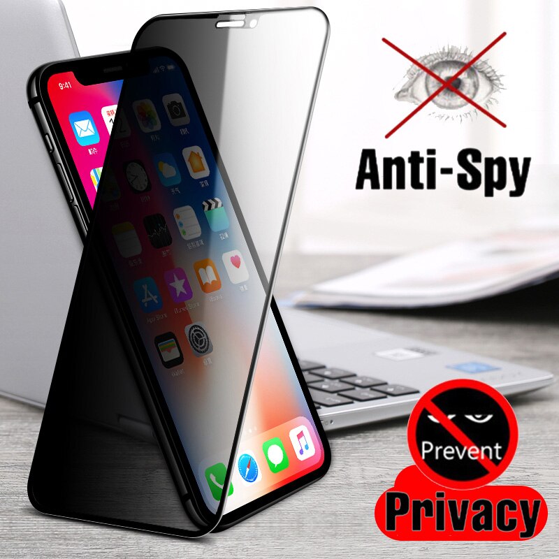 Anti spy Phone Glass For iPhone 12 11 Pro Max Mini X XS MAX 6 6S SE Privacy Screen Protector For iPhone XR 7 8 Plus black Glass