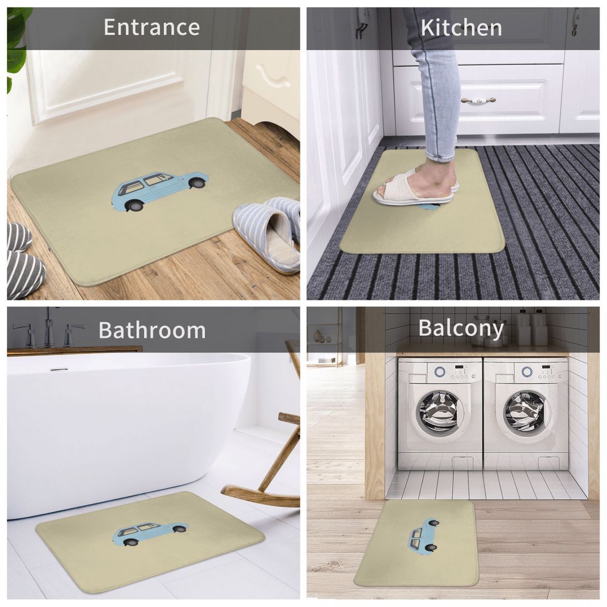 Aqua Grijs Nissan Pao Polyester Deurmat Tapijt Tapijt Mat Voetzool Antislip Washableentrance Keuken Slaapkamer Balkon Cartoon