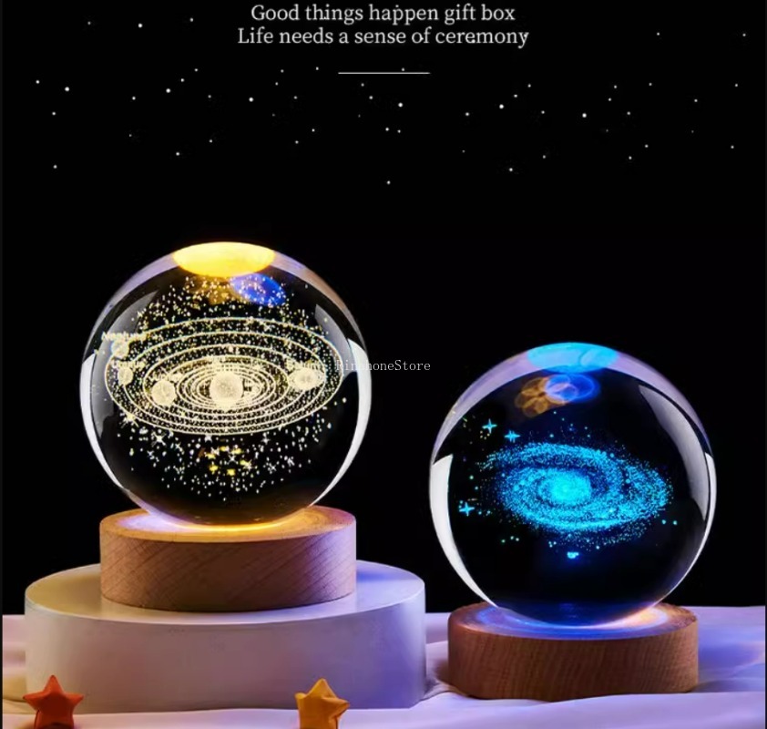 3d kristalllampor lampa glödande planetarisk galax nattlampa kristallkula nattlampor sänglampa heminredning jul