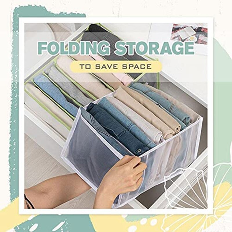 Drawer Organizer and Dresser with Compartments for Jeans Closet Clothes Mesh Separation Box Stackable Drawer for Pants