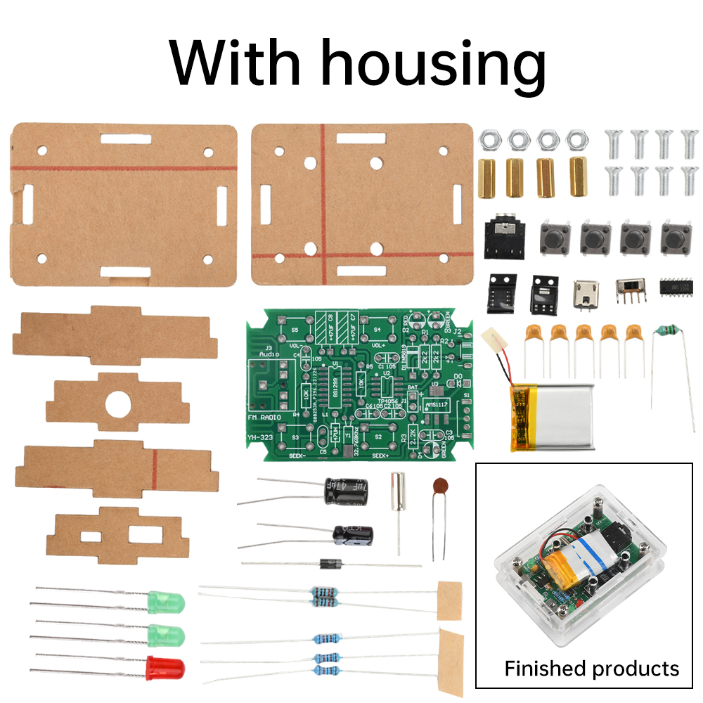 Kit eletrônico diy de rádio estéreo fm digital, 76-108mhz gs1299 dc 5v receptor sem fio prática de solda peças soltas: Bundle2: