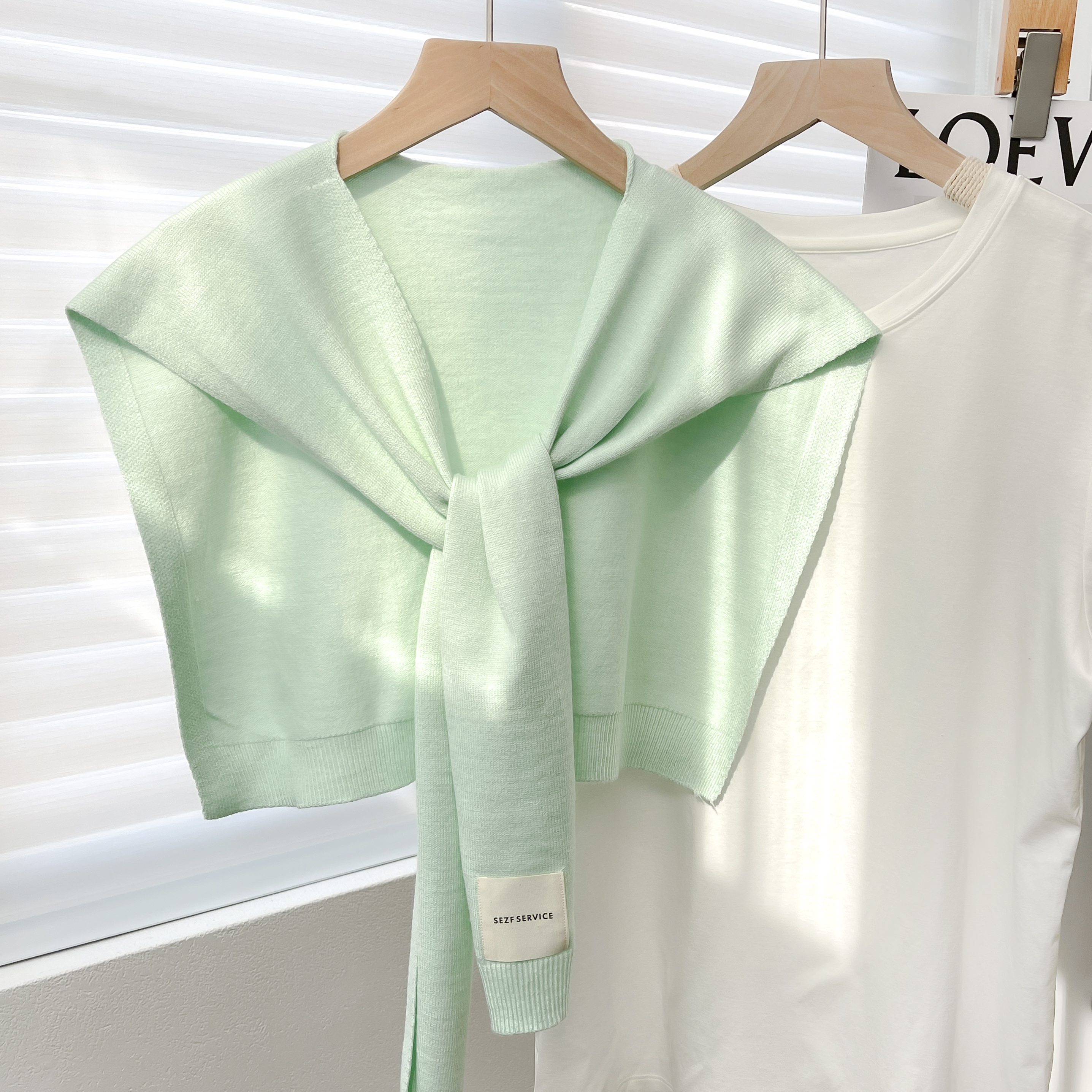 Bufanda chal de punto de Color liso para mujer, capas de otoño e invierno con camisas, ropa de invierno a la , bufandas decorativas para mujer: Cian