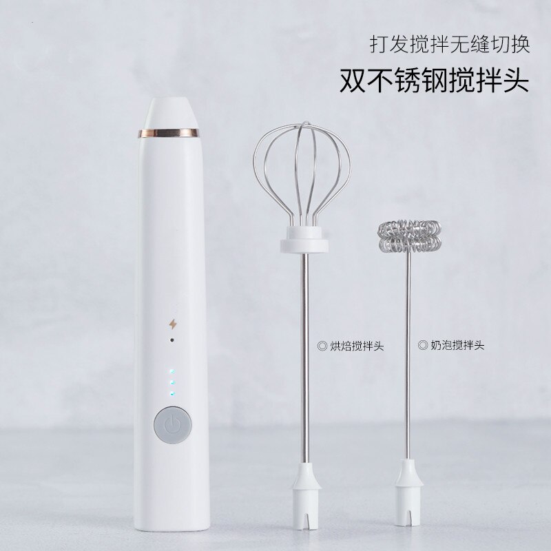 Twin Electric Milk Bubble Machine Household Mini Foam Beater: White / AU