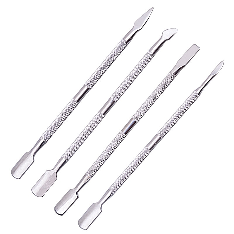 4 Uds cuchara para cutículas eliminador de cutícula de uñas de acero inoxidable eliminador de cutículas la piel muerta empujar manicura herramienta de cuidado de uñas