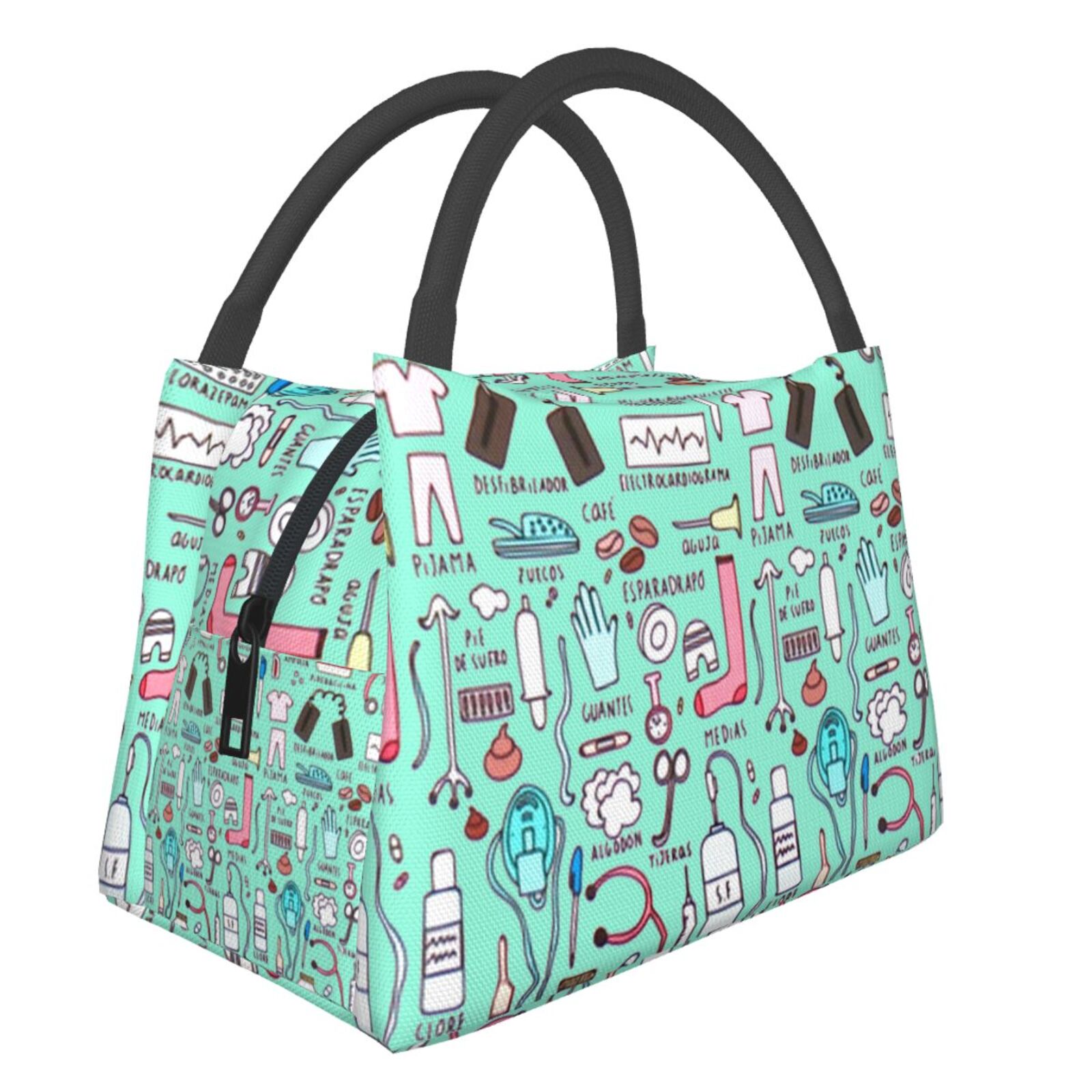 Leuke Roze Verse Koeltassen Verpleegkundige Print Waterdichte Oxford Doek Draagbare Rits Thermische Lunch Tassen Voor Vrouwen Lunch Voedsel Zakken: 448603257