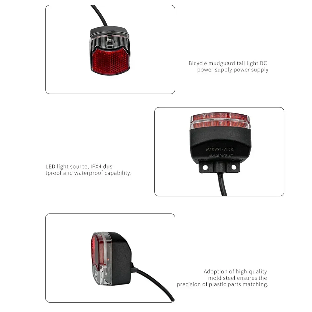 Ebike Achterlicht 6V-48V Waterdicht Achterlicht E-Bike E-Scooter Led Lamp Drive Motor Verlichting Elektrische Fiets Accessoires