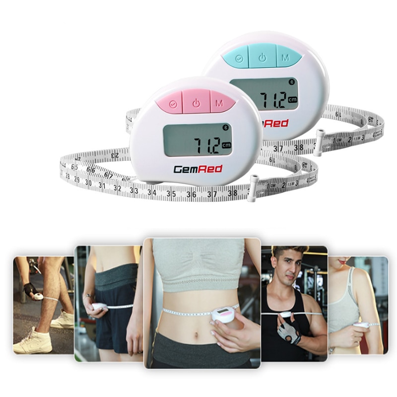 GemRed Digital Body Circumference Tape with bluetooth Measure Waist Bicep Measure with Auto-Locking and Retractable (Blue)
