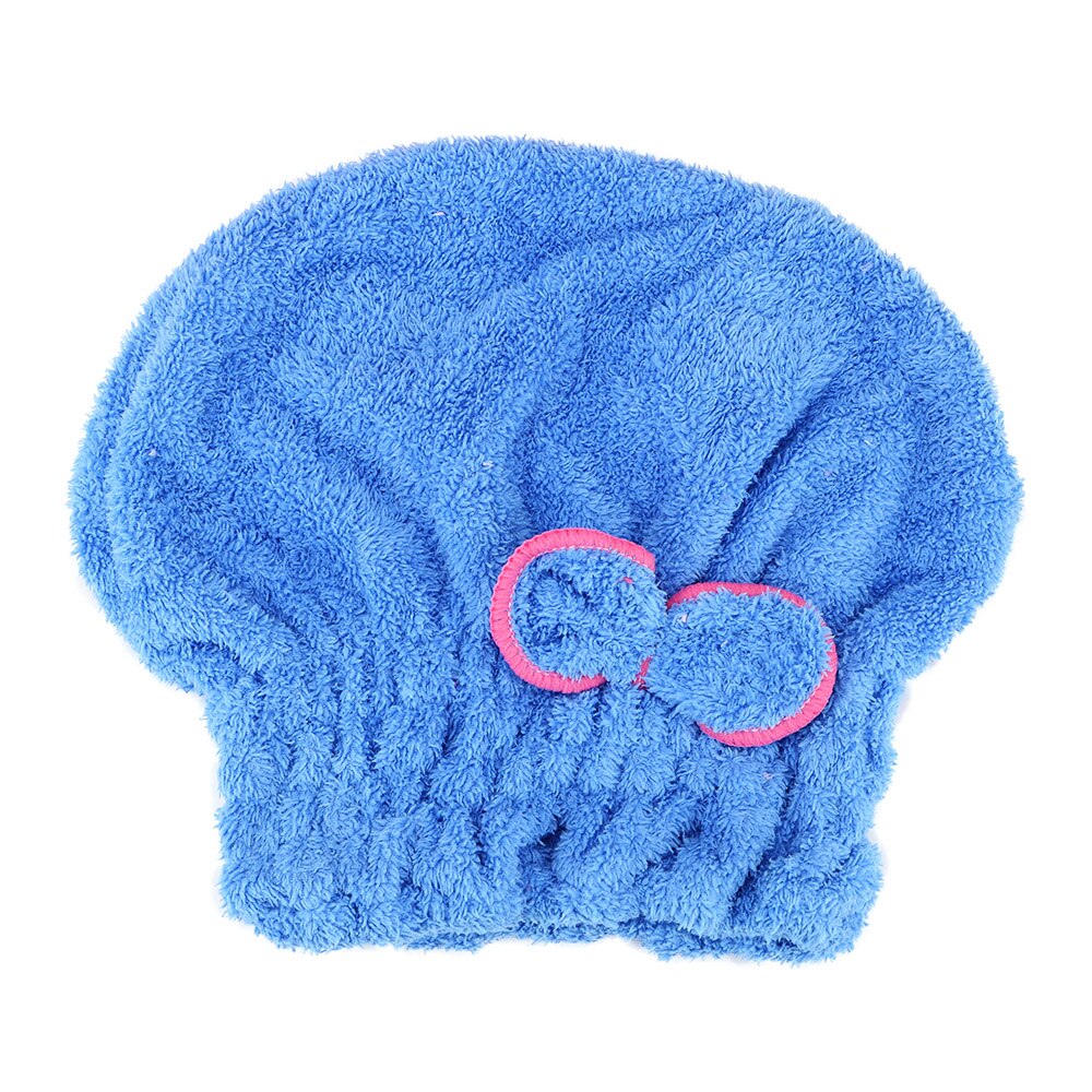 Microfiber 5 Colors Wrapped Towels Quickly Dry Hair Hat Bath Accessories Bathroom Hats: Blue