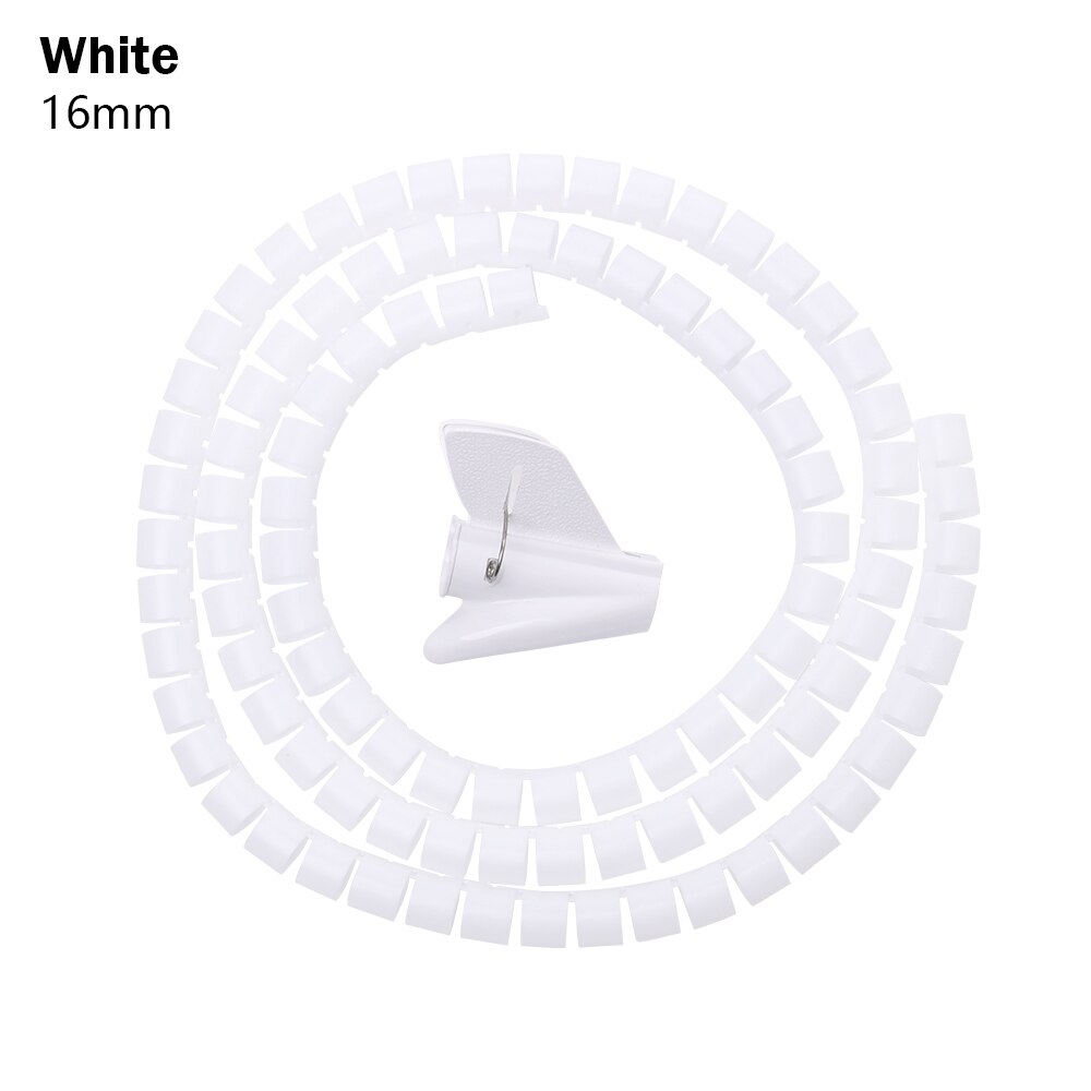 2M/1.5M Opslag Pijp Cord Protector Kabel Buis Organizer Flexibele Spiraal Kabel Organizer Winder Desk Tidy Kabel accessoires: 16mmx1.5m white