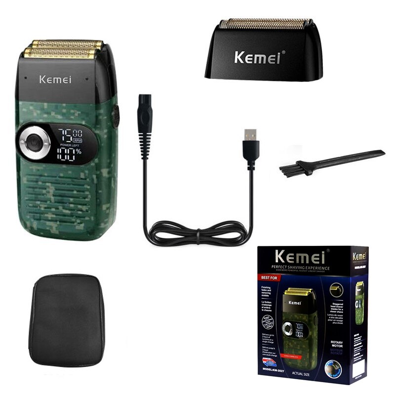 Kemei Barber Pro Haar Elektrorasierer für Männer Drei-Gang-Motor Bart nass trocken Elektrorasierer waschbare Glatze Rasiermaschine