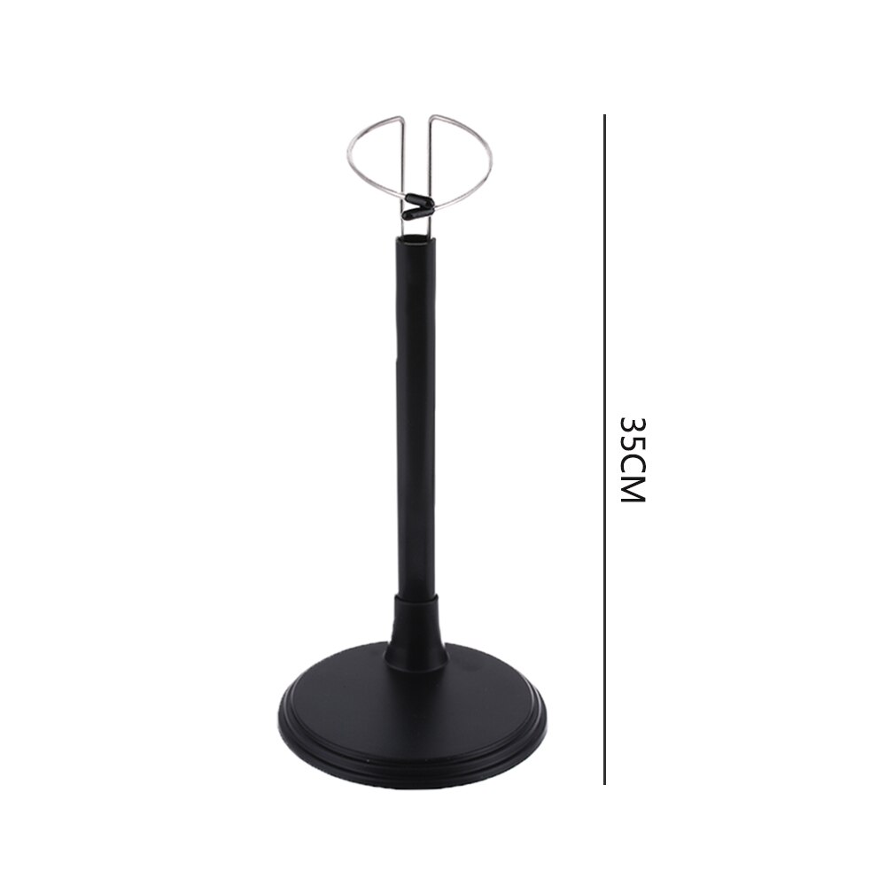Söt justerbar metall vit svart docka docka docka handledshållare fäste stöd dockskåp tillbehör barn flickor leksak: 4- svarta 35cm