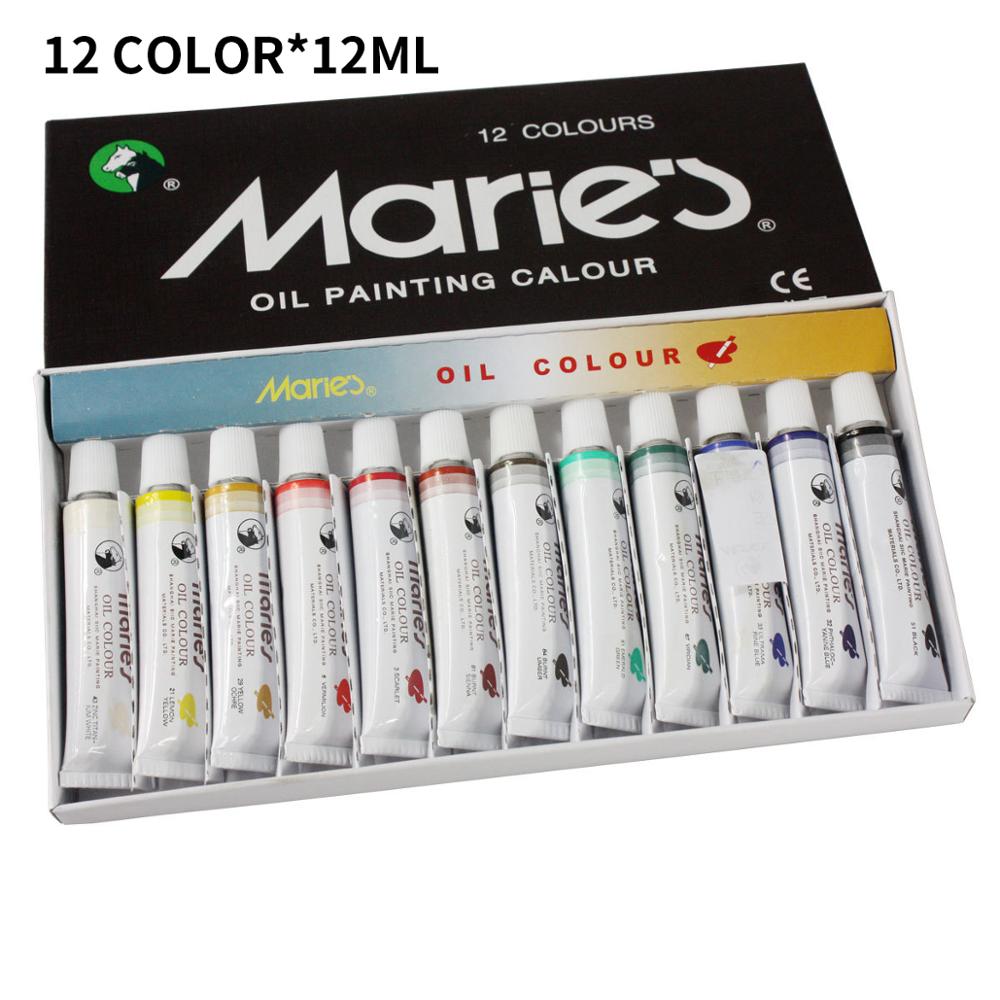 Marie's 12/18/24Colors Paste Oil Paint Set 12ML Oil Painting Pigment For Drawing Artist School Student Art Supplies