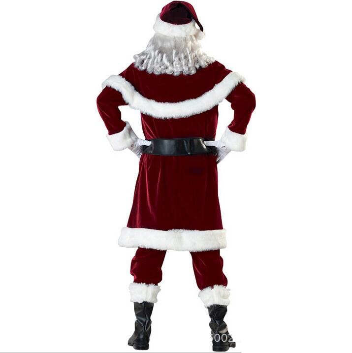 M-3XL Christmas Santa Claus Costume Adult Set With Belt Hat Pants Shoe Covers Novelty Costume Clothes Suit Cosplay Christmas Set