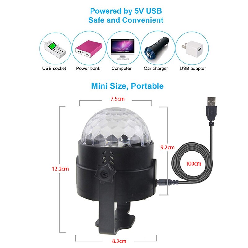 USB DC5V IR control colorful entertainment disco light music control dj disco ball beam christmas projector party stage lighting