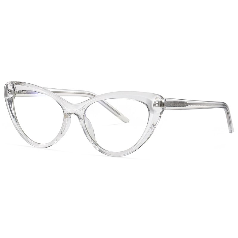 Pro acme cat eye  tr90 fleksibel ramme blåt lys blokerende briller til kvinder anti øjenstamme computer læsebriller  pc1661: C4 gennemsigtige