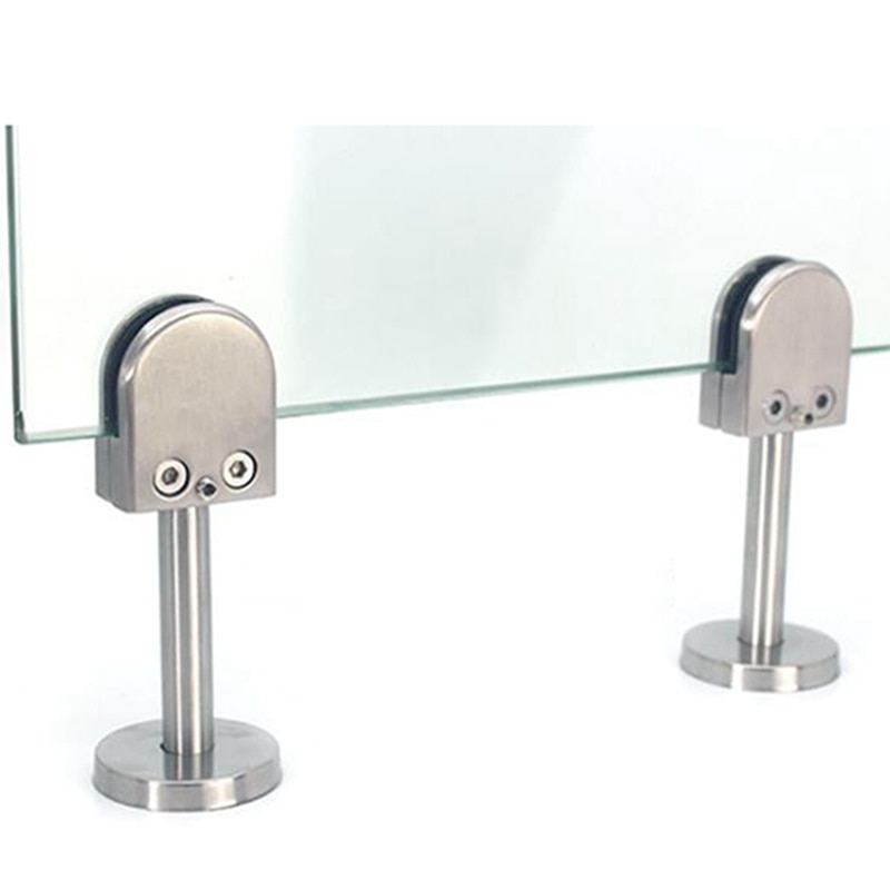 Stainless steel Glass Clips Wall Mounted Glass Shelf Clamp Bracket Base Holder with Support Rod