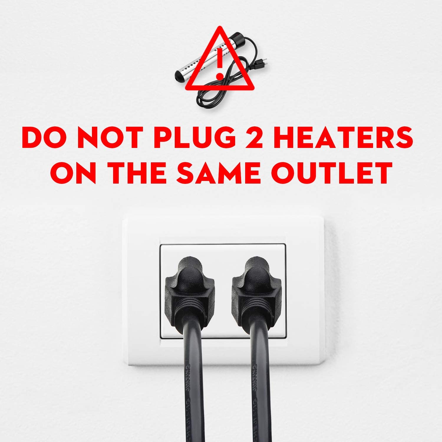 1500W Immersion Heater With Thermostat And Auto Shutoff US Plug Stainless Steel Guard Submersible Heater Rapid Heating In Minute