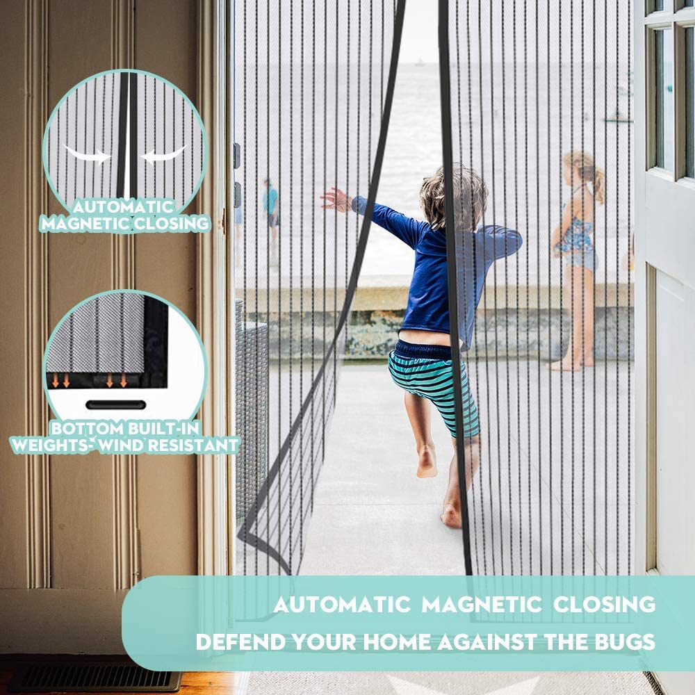 Width 85cm,Height 180-250cm,Mosquito Screen Door Magnetic,Installs in An Instant,Kids Friendly