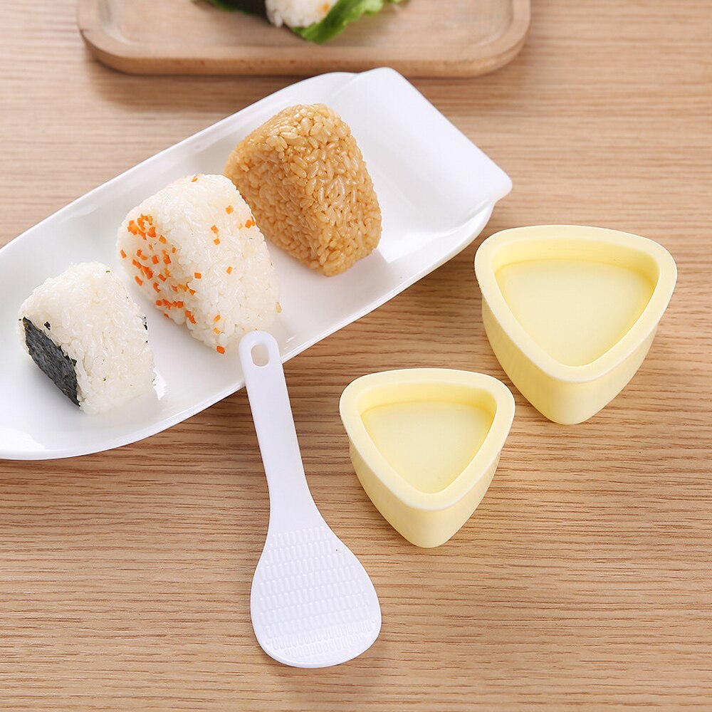 Juego de 3 piezas para hacer Sushi, accesorios de cocina japoneses para el hogar, molde para Sushi, bricolaje, prensa para alimentos, bola Triangular, herramientas para hacer bolas de arroz