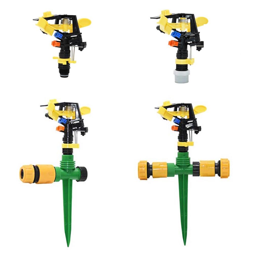 Garden Lawn Rotary Watering Sprinklers 1/2" 3/4" Thread 360 Degrees Farm Sprinkler With Support Irrigation Water Nozzle