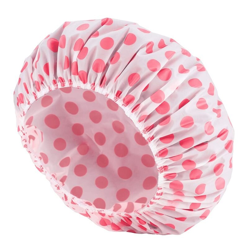 Waterdichte Douche Cap Thicken Elastische Kapsalon Cover Cap Vrouwen Leuke Stippen Bad Caps Hoed Badkamer Accessoires Haar Motorkap Cap