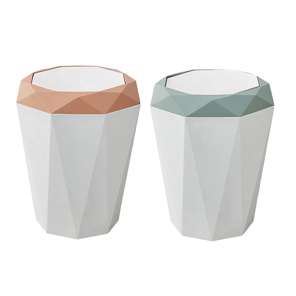 2 Pack Modern Home Waste Rubbish Garbage Bin Trash Can Dustbin Indoor Hotel