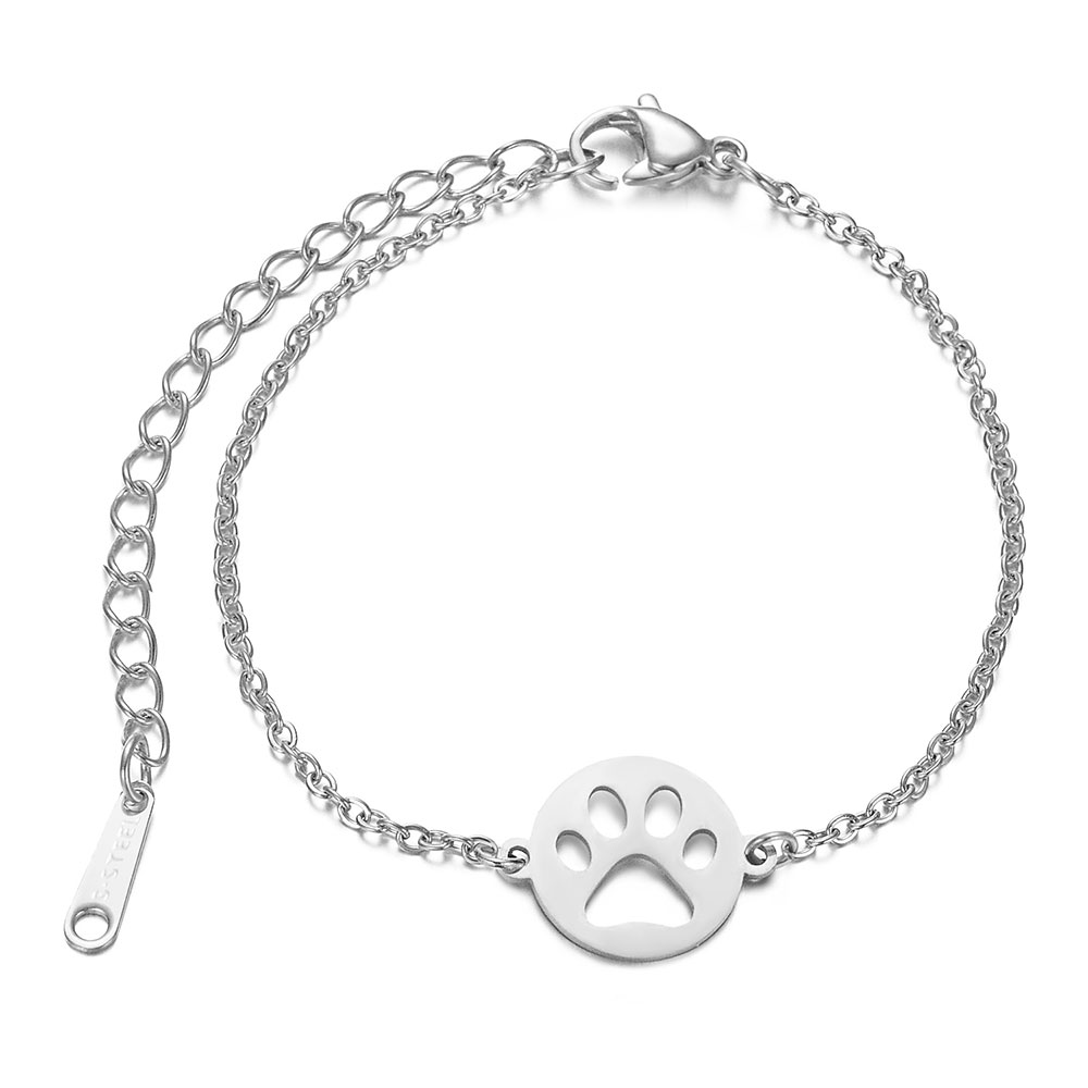 Rvs Hond Pet Poot Charm Armband Voor Vrouwen Dainty Sieraden Armband Nooit Aantasten: Steel