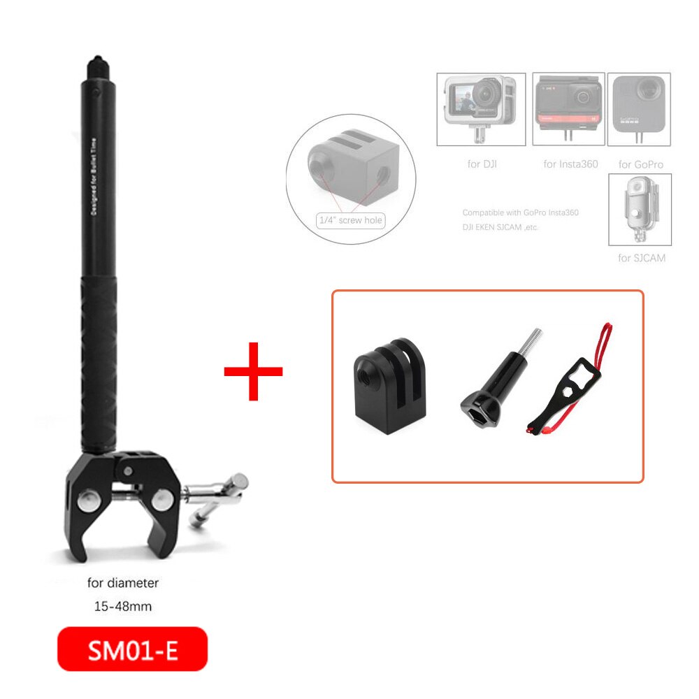 TUYU Motorrad Dritten Person Perspektive Lenker Halterung für GoPro DJI Insta360 Ein R X2 Unsichtbare Selfie Stick Zubehör: SM01-E-adapter