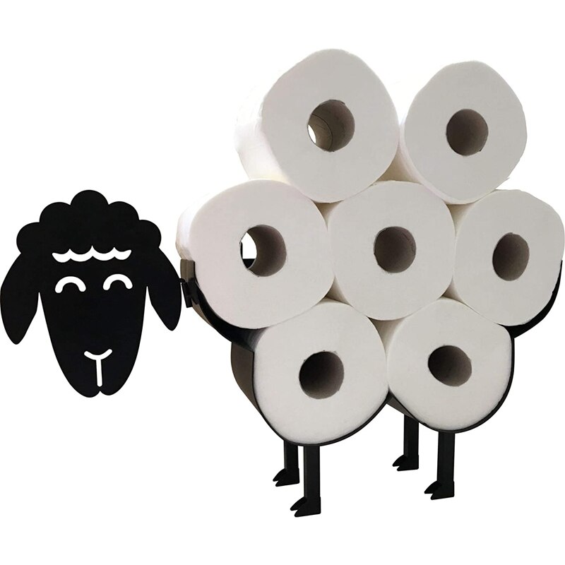 Porte-rouleau de papier toilette mouton noir, nouveauté, autoportant ou mural, support de rangement pour rouleau de papier toilette, mouchoirs