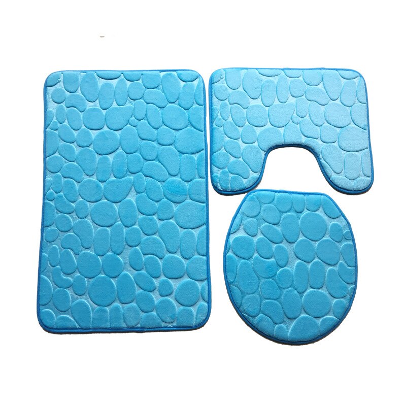 3 pièces doux anti-dérapant tapis de bain ensemble tapis de toilette siège de toilette coussin Absorption d'eau gaufrage motif décoration pour salle de bain